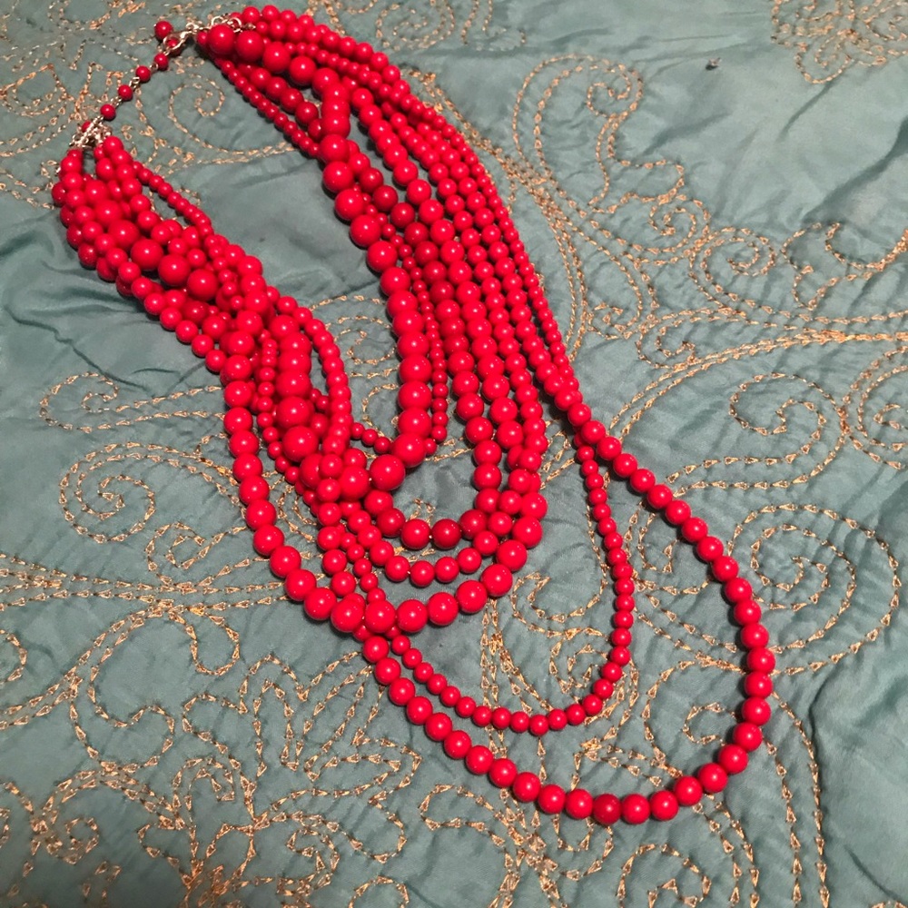 Multi-strand Red Necklace